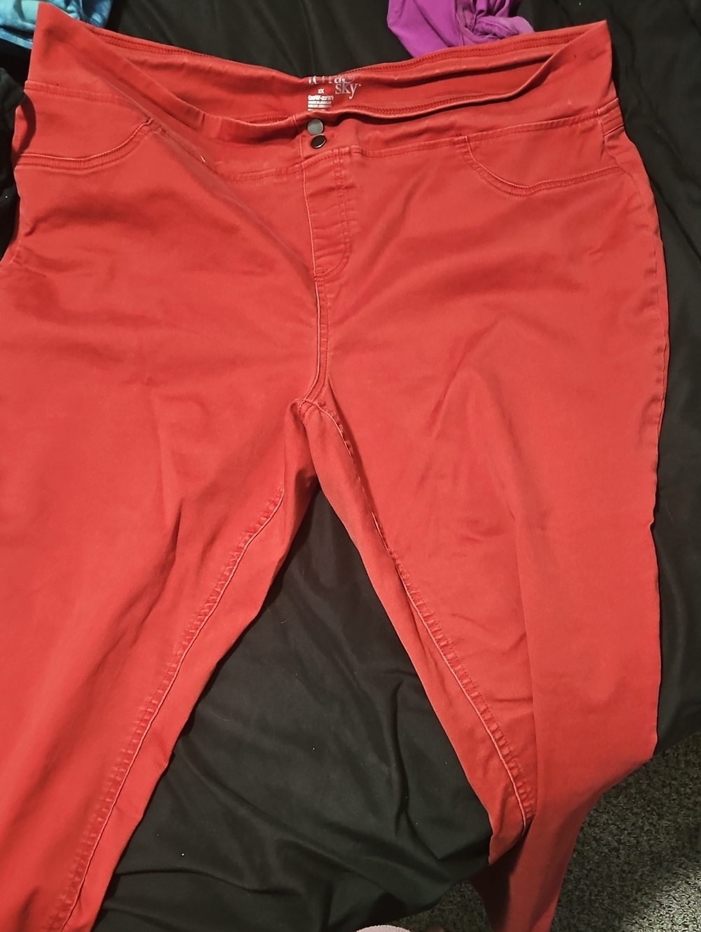 Sky Red Stretch Ankle Jeans for Women